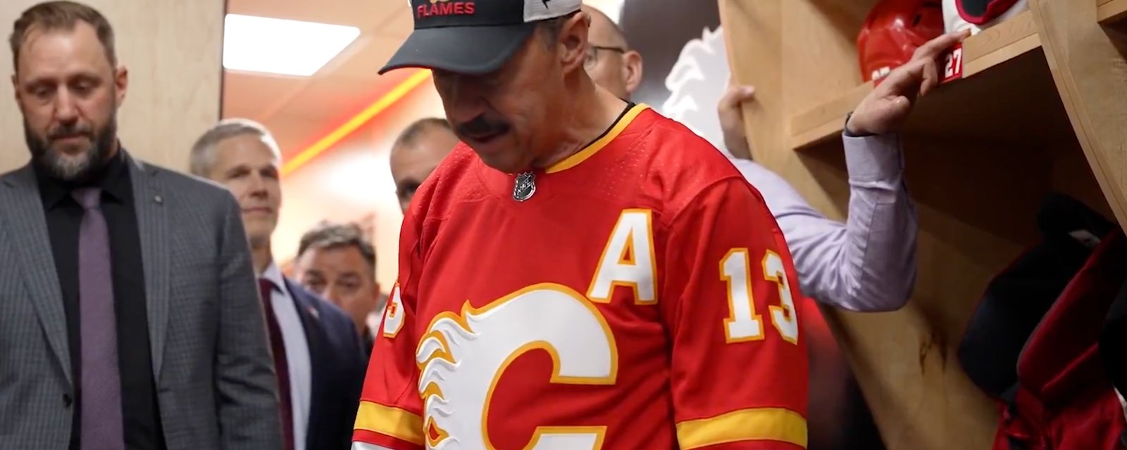 Behind-the-scenes footage of Guy Gaudreau’s postgame speech in Flames’ dressing room