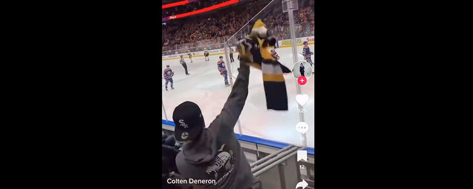 Penguins fan throws jersey on the ice, Leon Draisaitl throws it right back