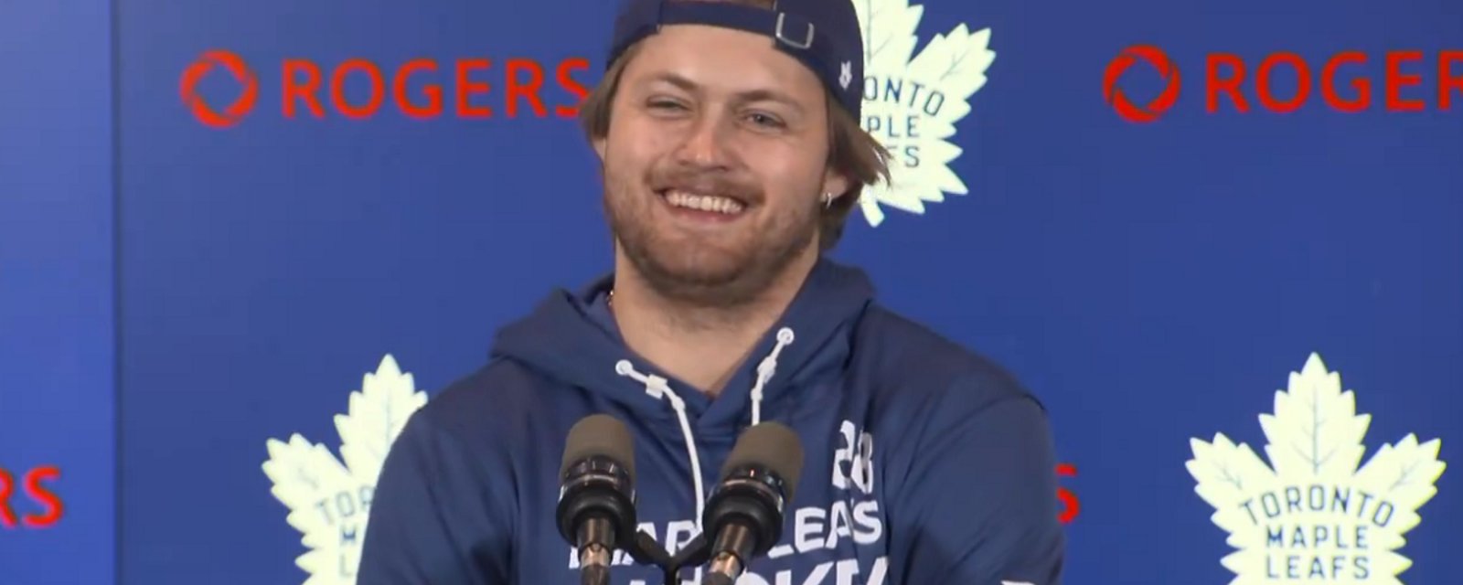 William Nylander sends Zach Hyman a message before tonight's game.