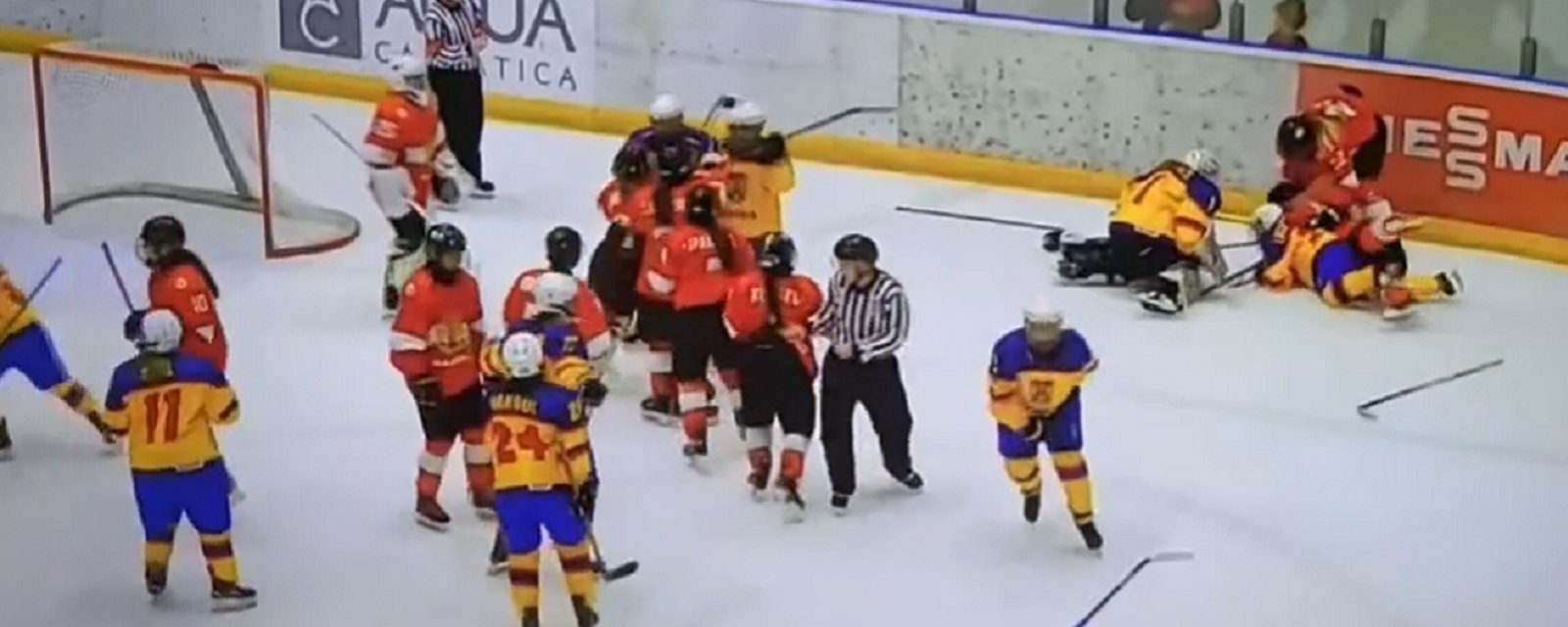 Bench clearing brawl at Women's Hockey World Championship leads to 554 penalty minutes! HockeyFeed