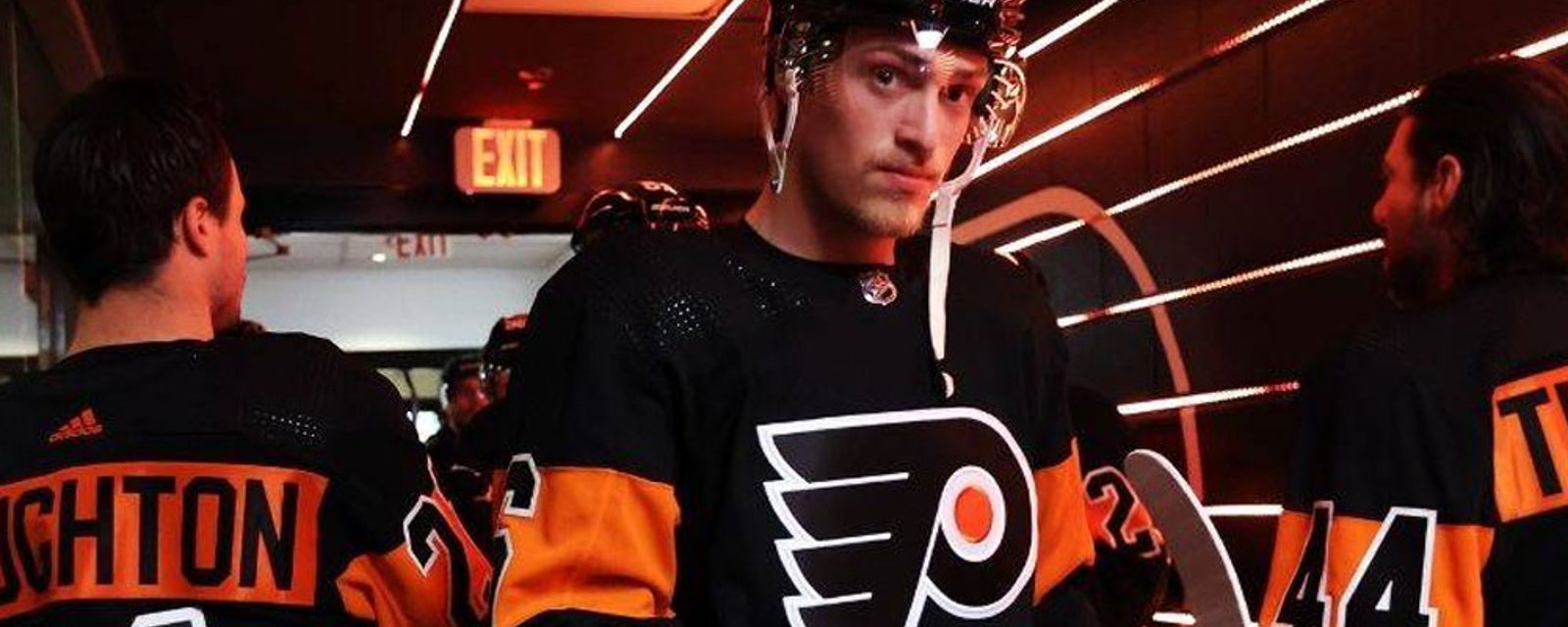 Flyers defenseman Travis Sanheim breaks news of a major signing for the team