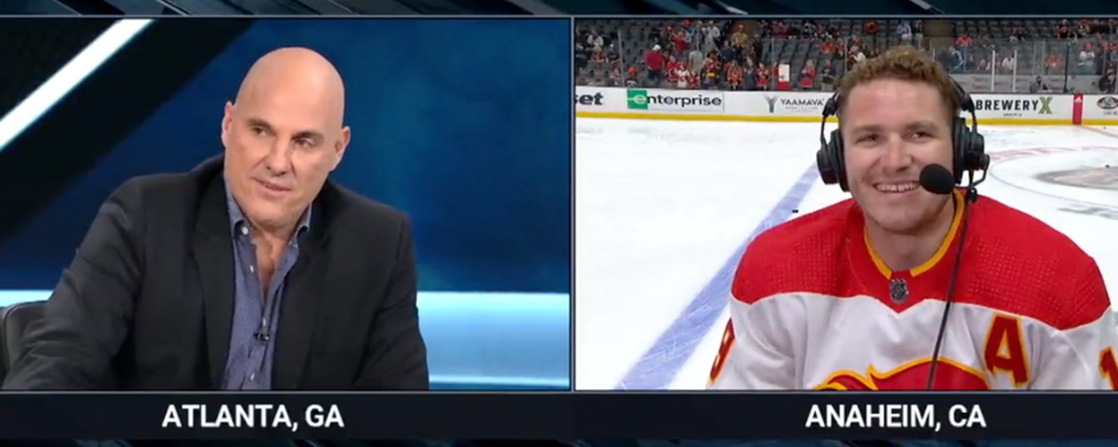 Matthew Tkachuk chirps the TNT panel, Tocchet chirps back and throws Keith Tkachuk under the bus