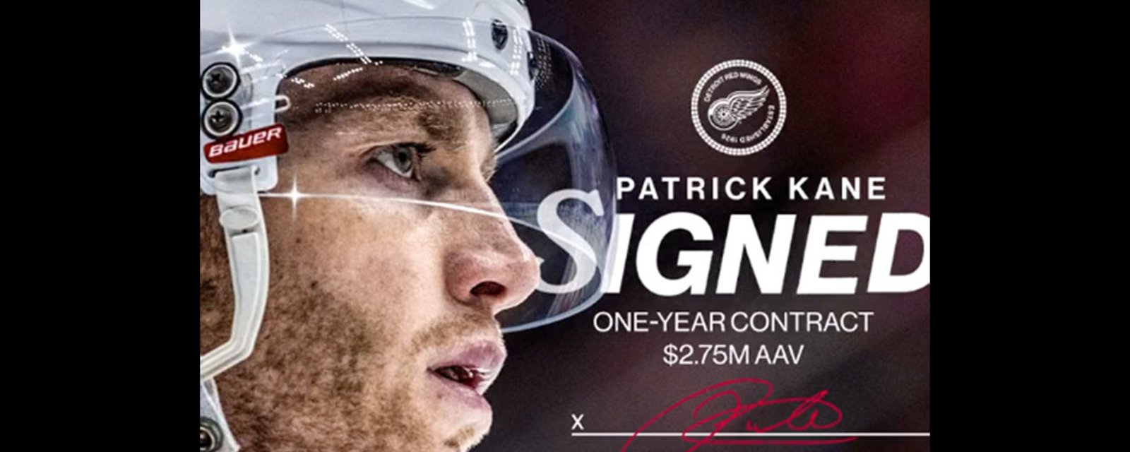 It's official, the Red Wings have signed Patrick Kane
