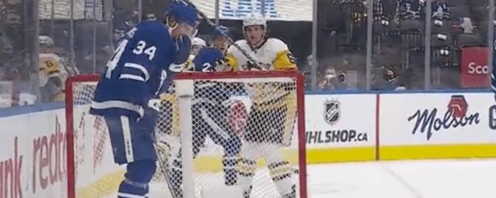 Auston Matthews taken out by crossbar, needs urgent trip to dentist