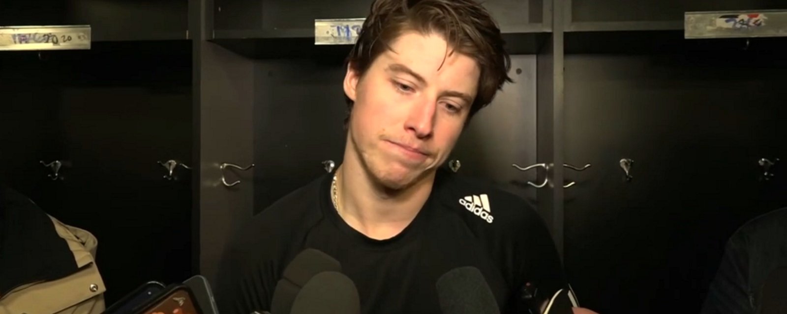 Mitch Marner chokes up when faced with tough questions.