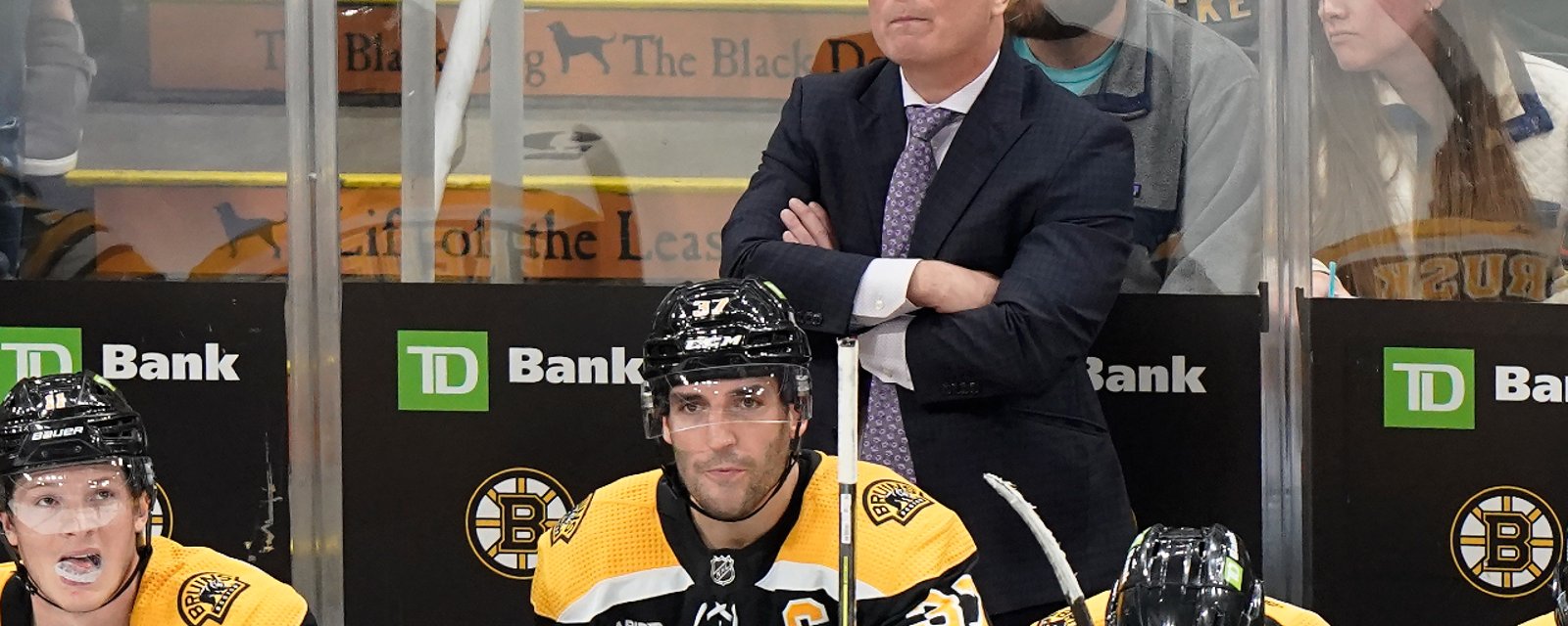 Jim Montgomery comments on Bruins’ error to play Patrice Bergeron in Game 82 