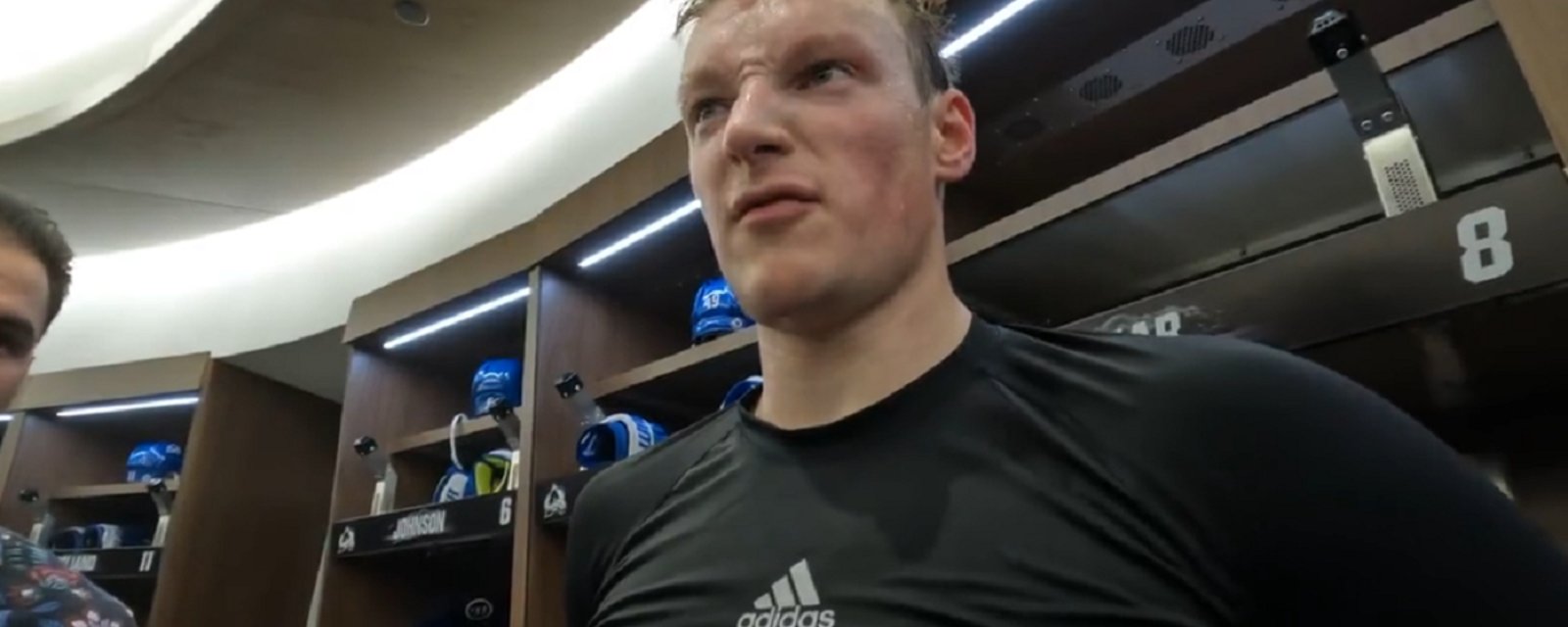 Cale Makar chirps Igor Shesterkin.