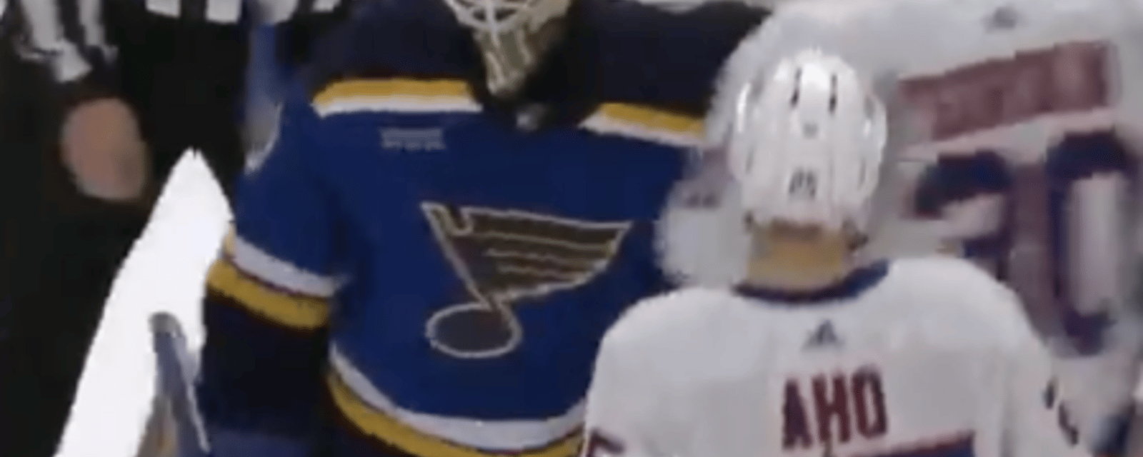 Dangerous target lands on Jordan Binnington’s back