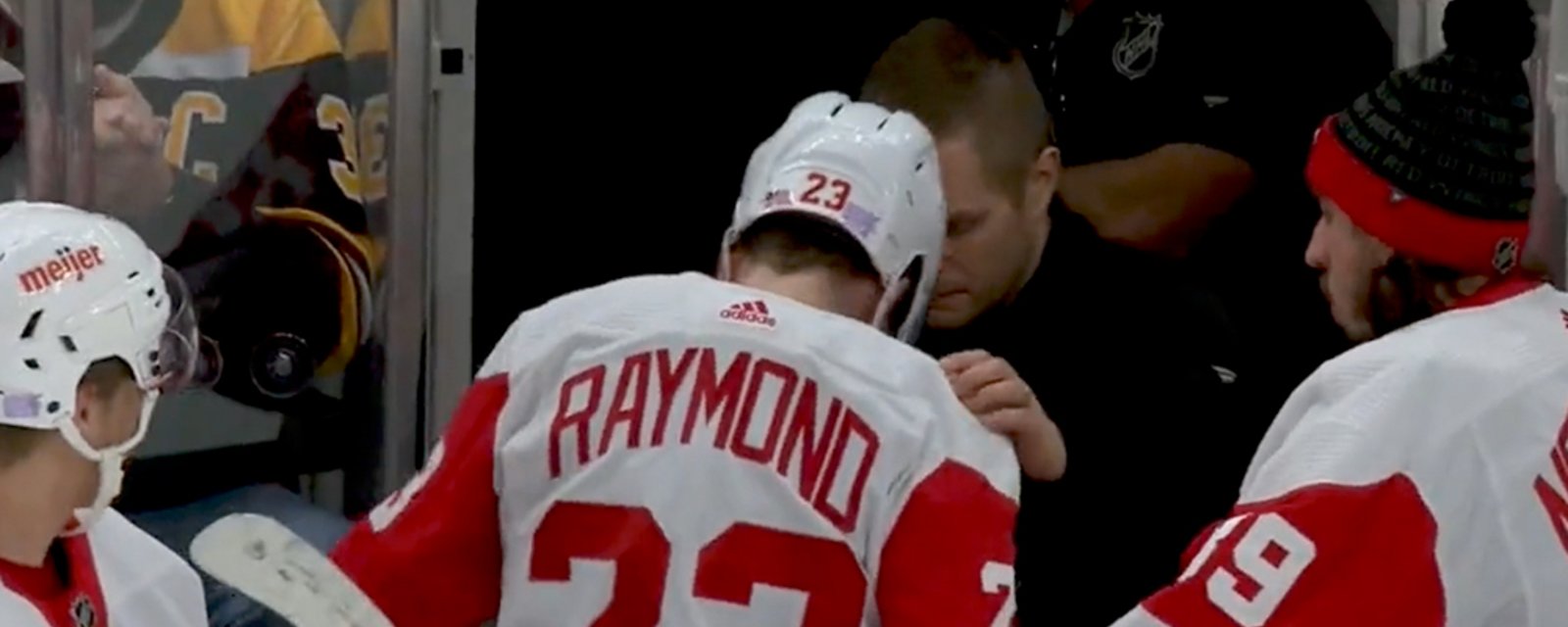 Red Wings fans get a scare as Lucas Raymond takes a puck to the head (VIDEO)
