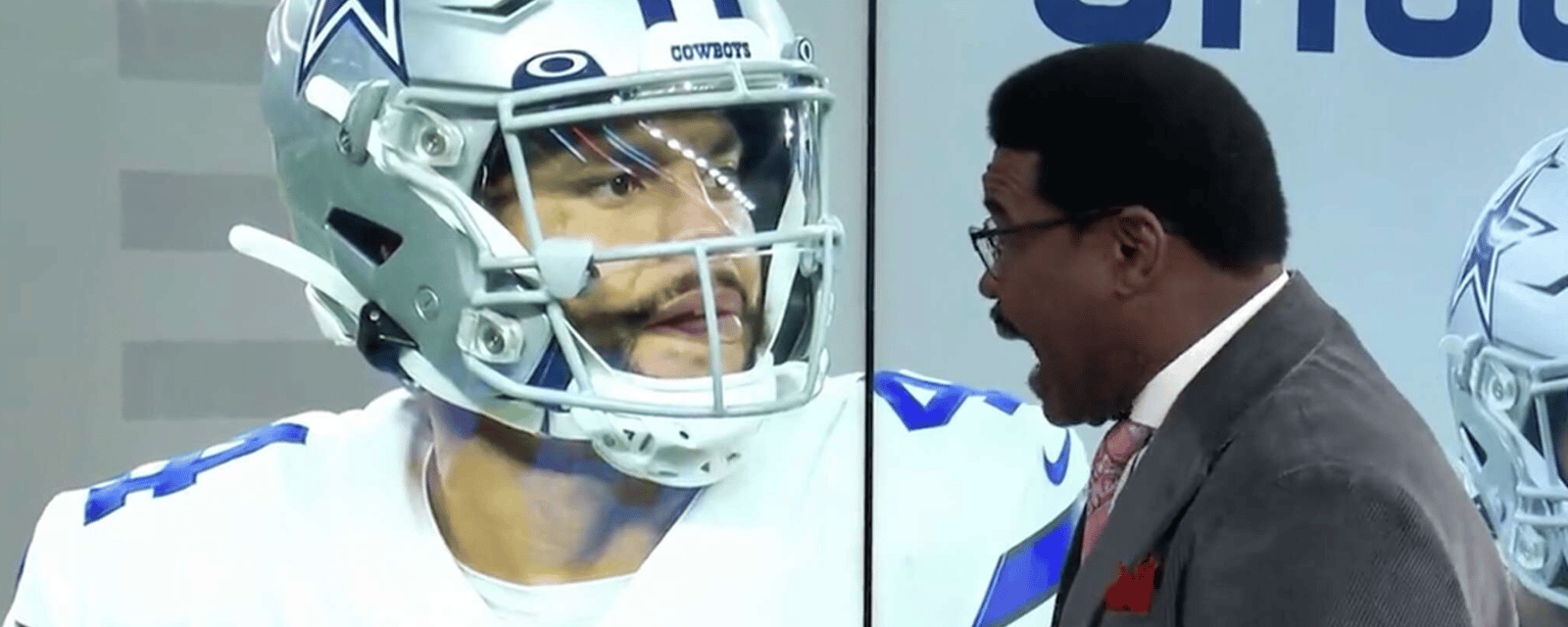 Michael Irvin screams at photos of Cowboys players 