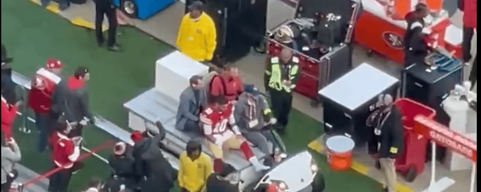 OH NO: Jimmy Garoppolo carted off the field! 