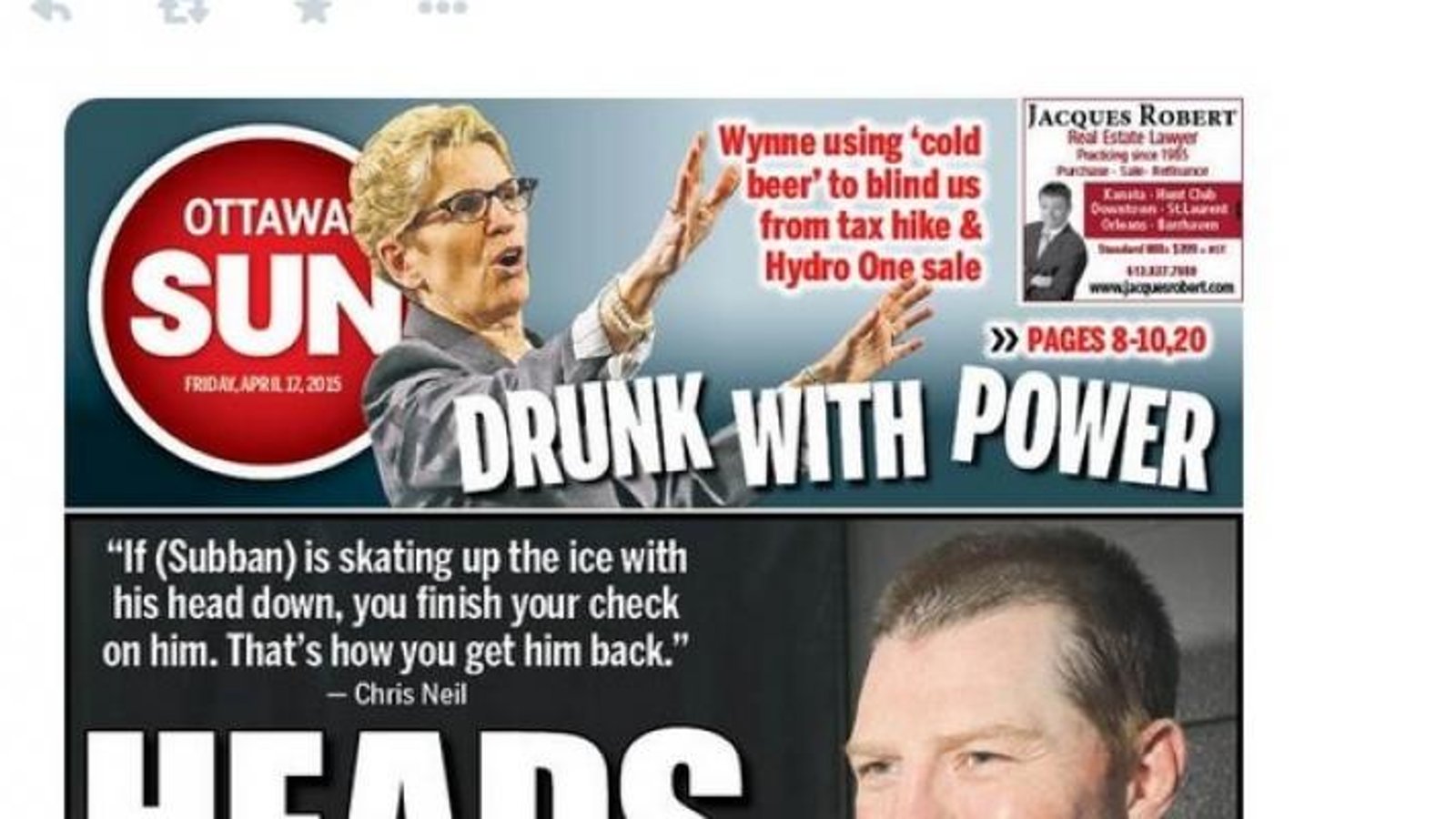 Chris Neil averti Subban publiquement!
