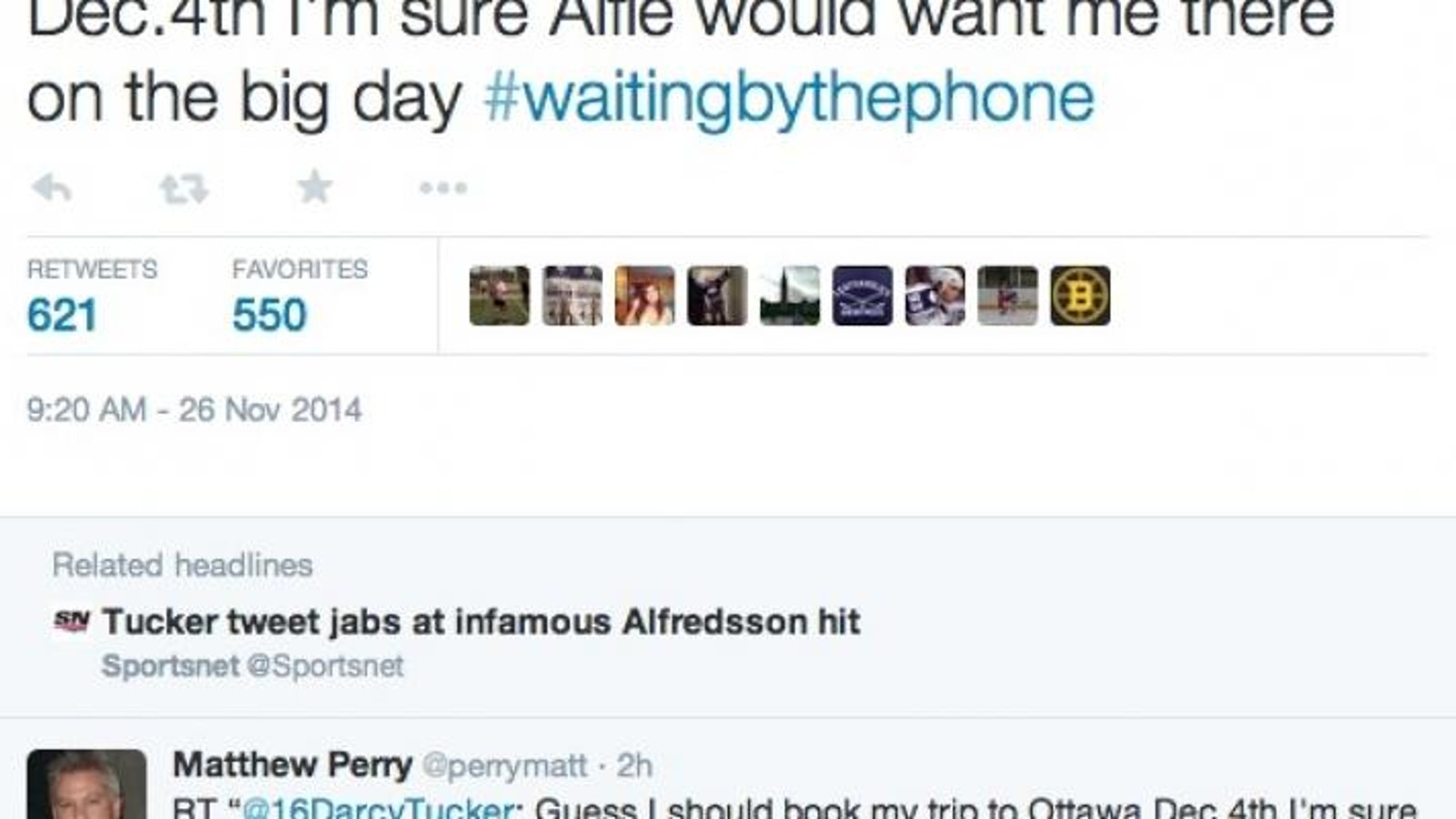 PHOTOS: Darcy Tucker takes a jab at Daniel Alfredsson on Twitter