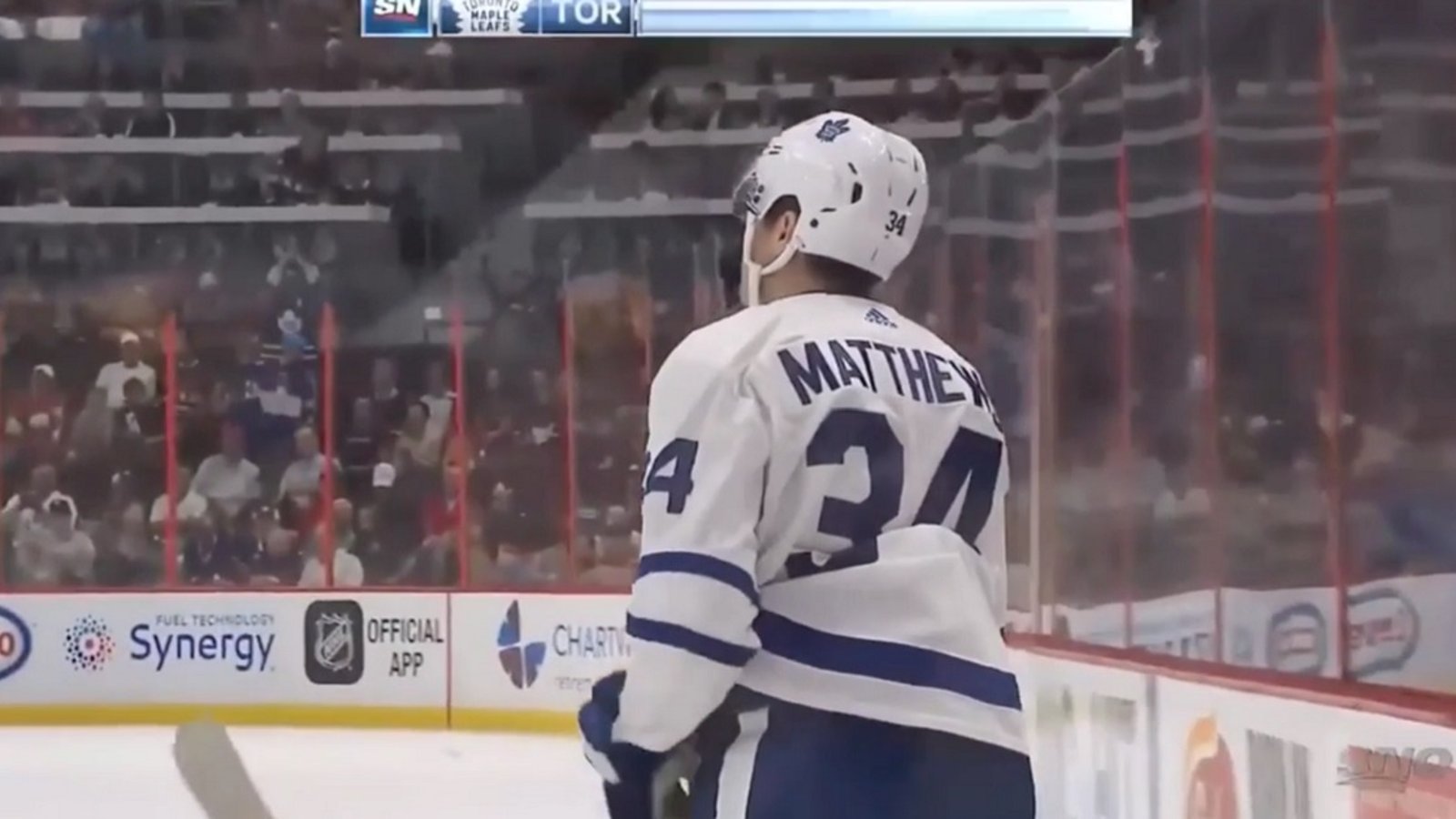 Auston Matthews scores his first of the preseason with a top shelf laser.