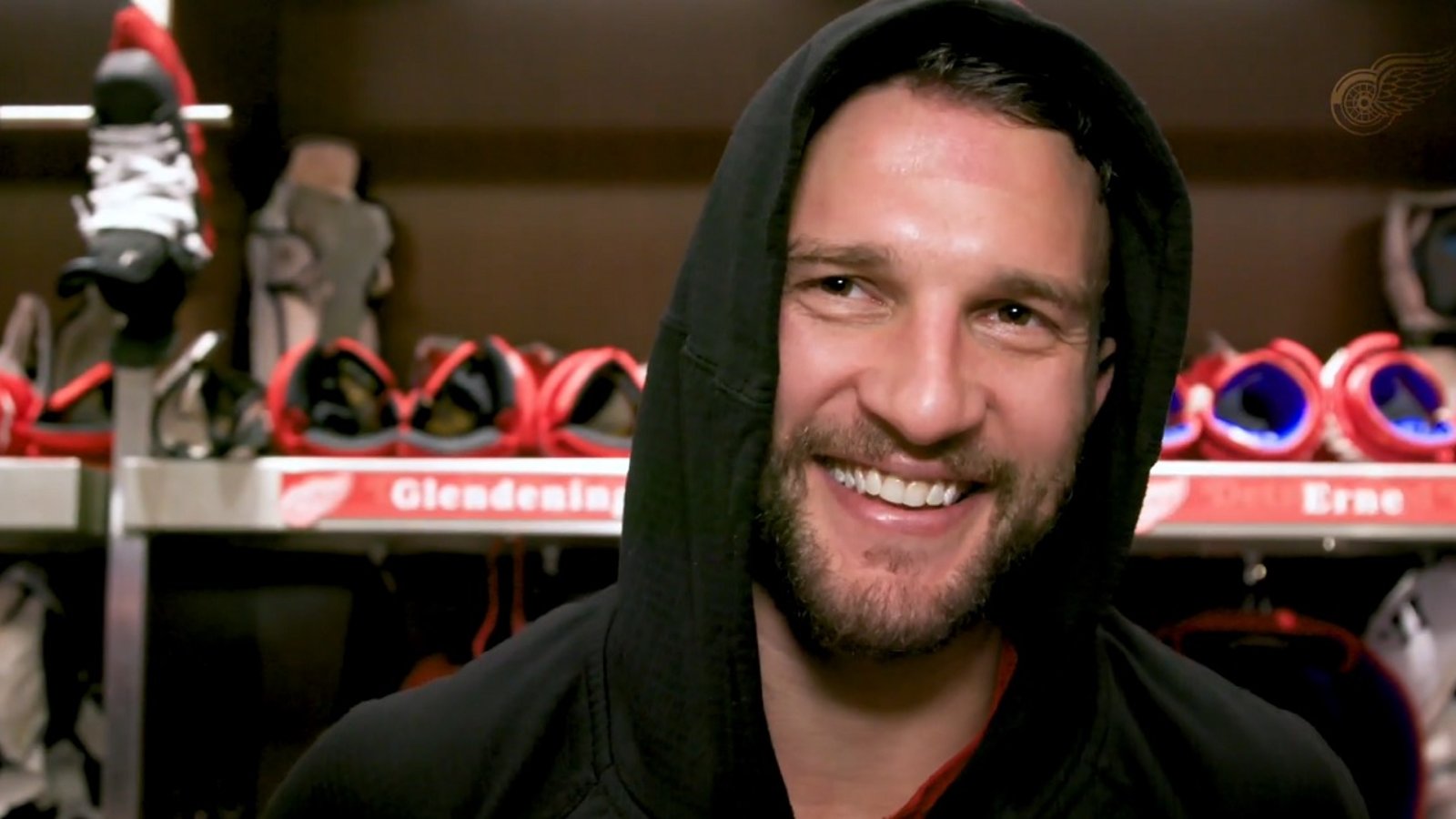 Luke Glendening trades a puck for girl scout cookies.