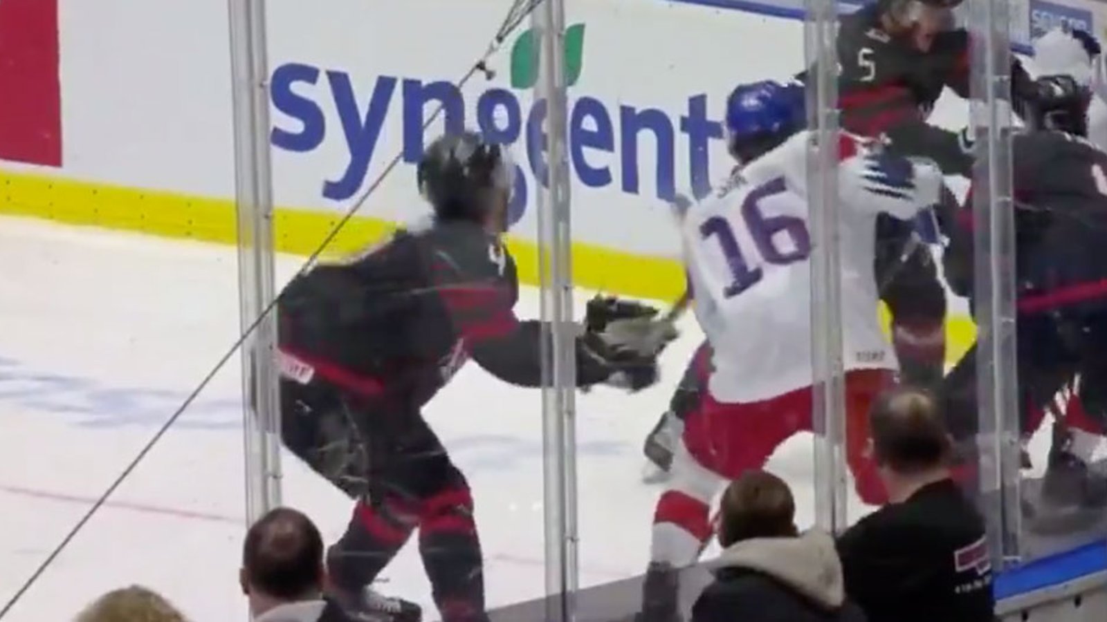Czech player gets ejected for spearing Canada’s Byram in the balls! 