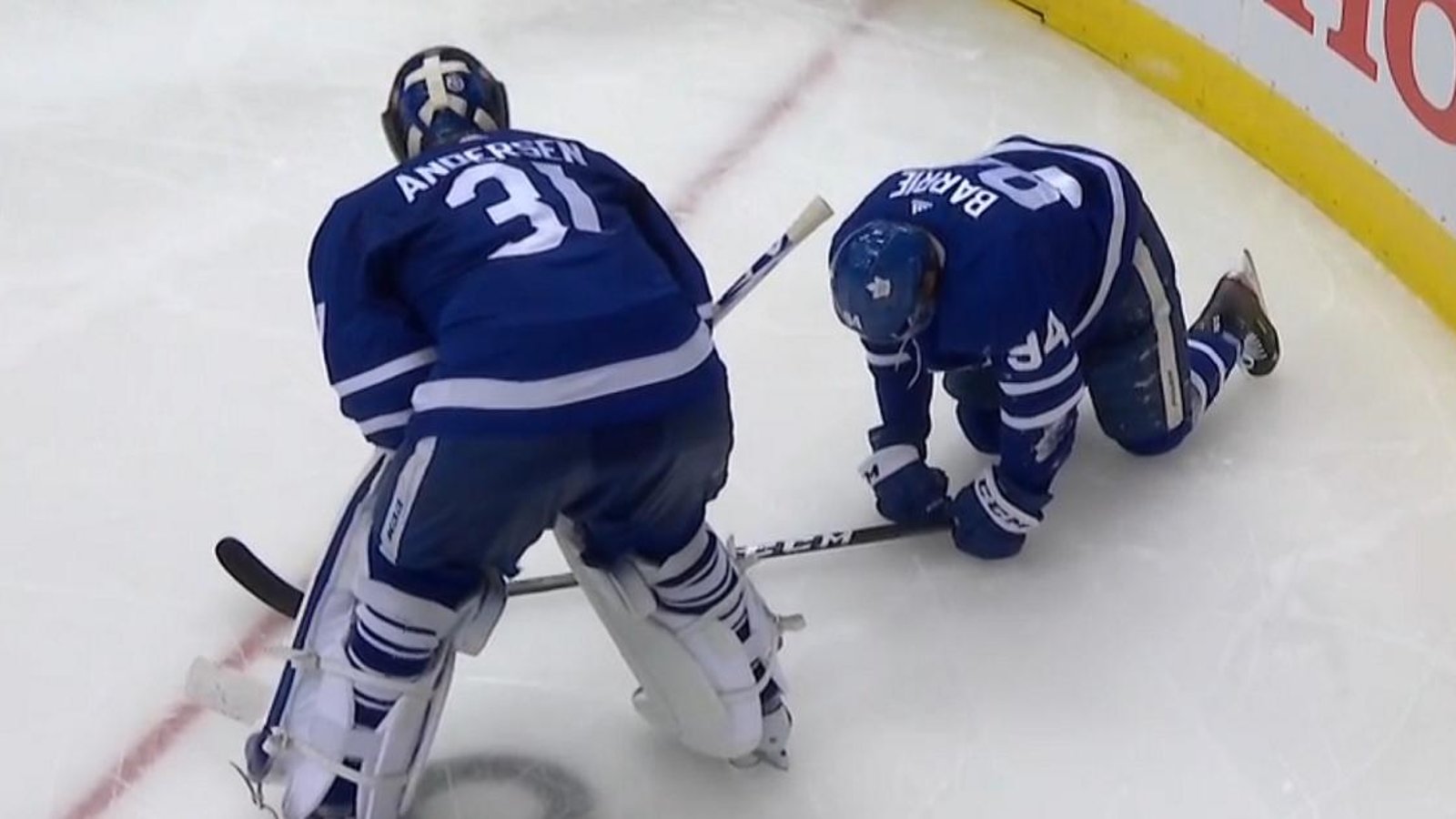 Tyson Barrie leaves Game 5 after a big hit from Jenner.