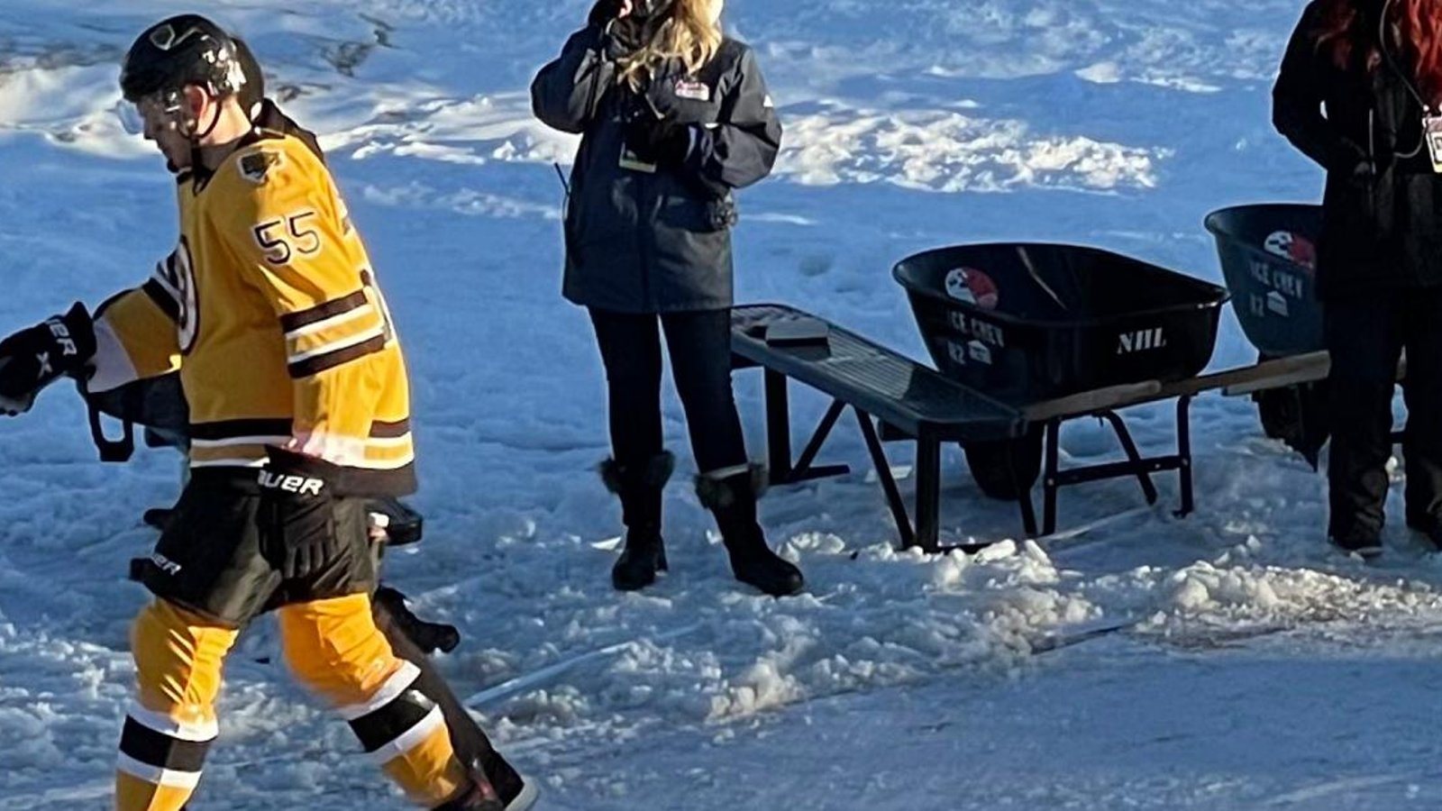 Bruins lose Lauzon after just a single shift.