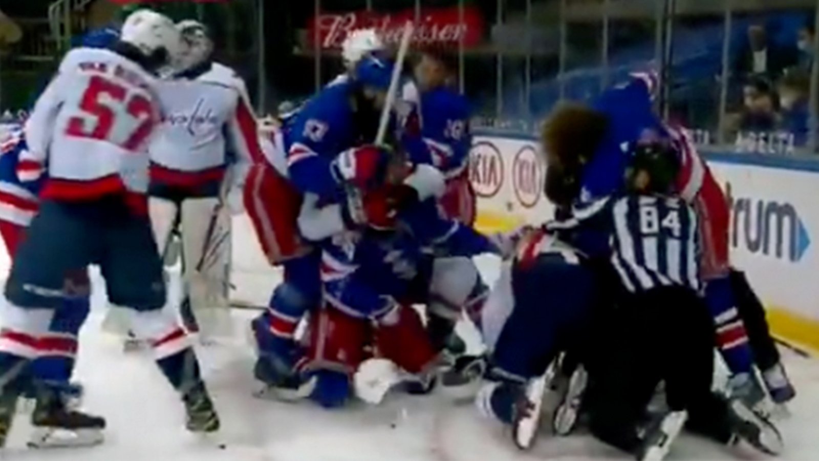 Tom Wilson punches Buchnevich while he’s down, Panarin comes into to defend him and gets bodyslammed