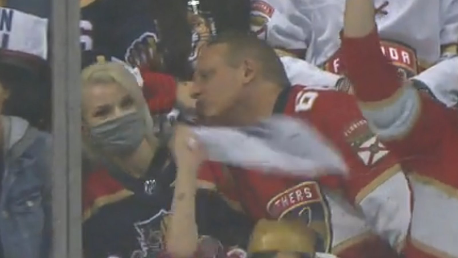 Panthers fan leans in for a kiss but gets completely shutdown as the cameras roll.