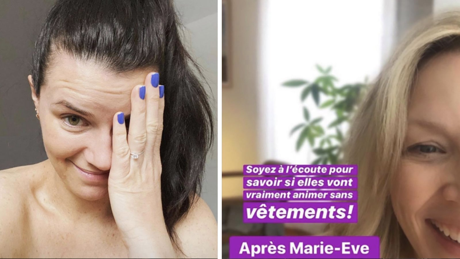 Marie-Ève Janvier et Julie Bélanger animent leur émission de radio sans aucun vêtement