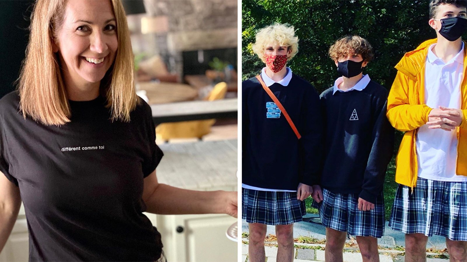 Le fils de Mélanie Maynard prend lui aussi part au mouvement du port de la jupe à l'école