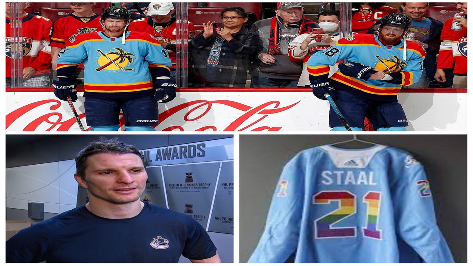 Antoine Roussel démolit solidement Eric Staal après qu'il ait refusé de porter le chandail LGBTQ+