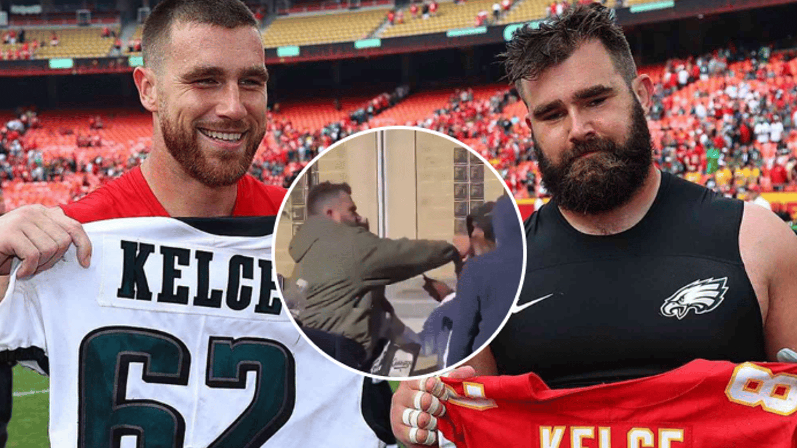 Jason Kelce perd patience et détruit le téléphone d'un partisan qui insultait son frère
