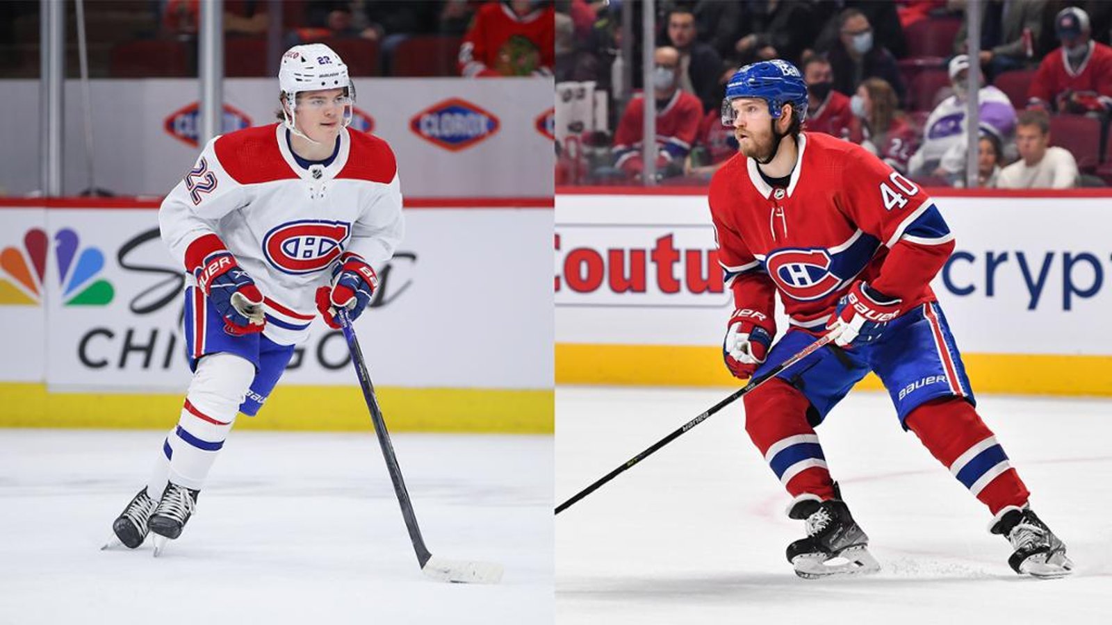 Cole Caufield et Joel Armia pratiquent avec une autre équipe