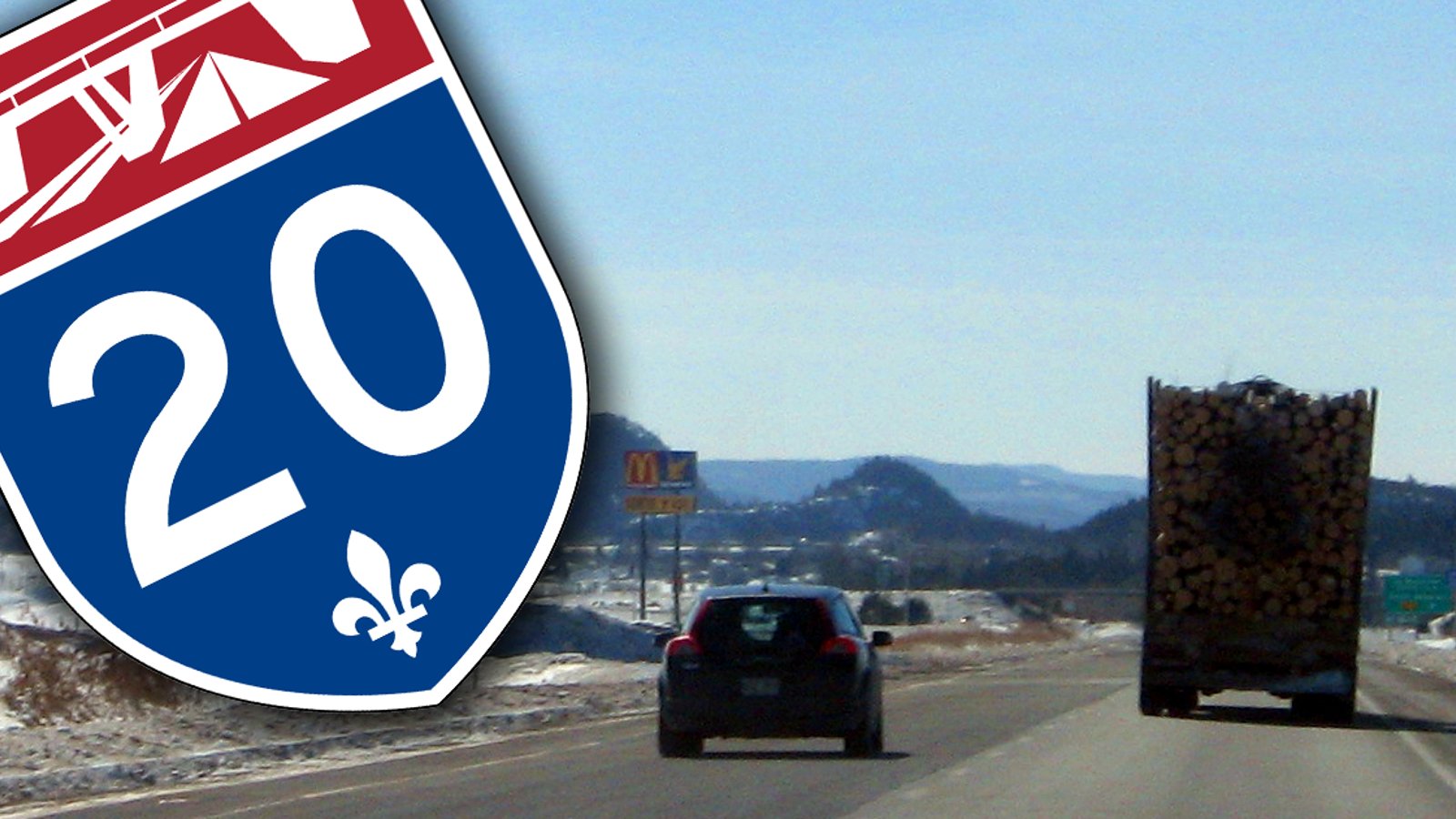 Fermeture complète de l'autoroute 20 dans les deux directions.