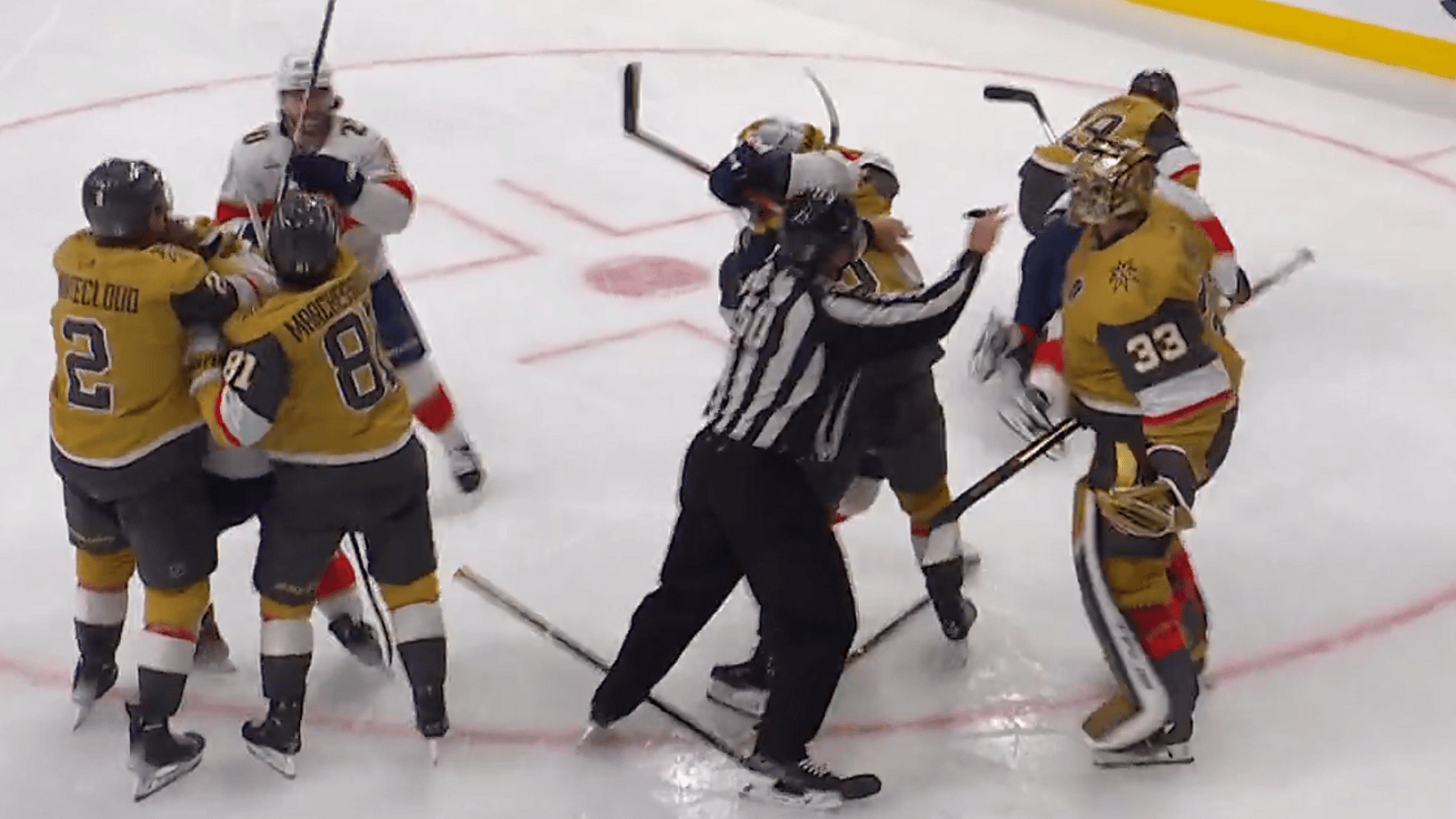 Things turn ugly midway through the first period of Game 1.