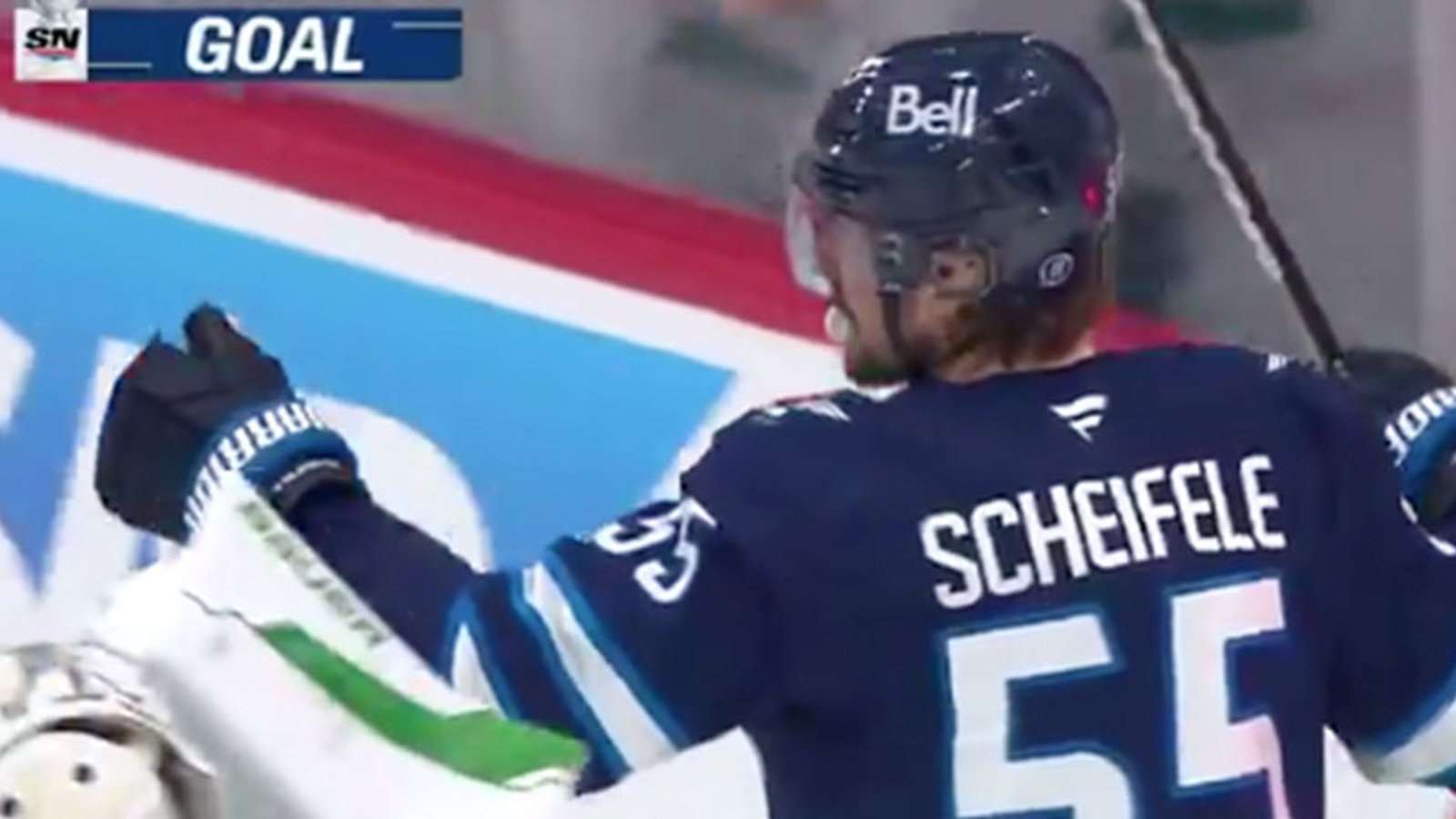 Hellebuyck makes an incredible glove save, Scheifele opens the scoring with a wild goal