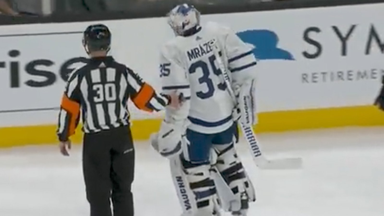 Maple Leafs lose goalie Mrazek in crucial game vs. Boston