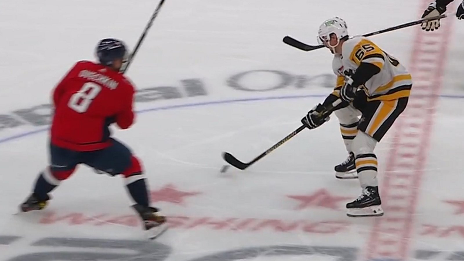 Ovechkin welcomes Karlsson to the rivalry with a huge hit.