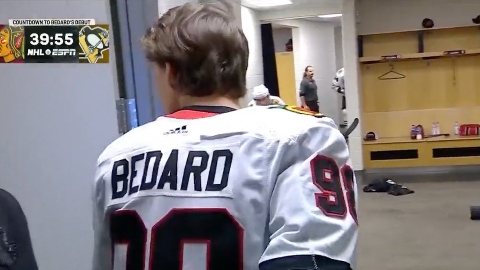 Silly mistake by Connor Bedard caught live right before his first NHL game!