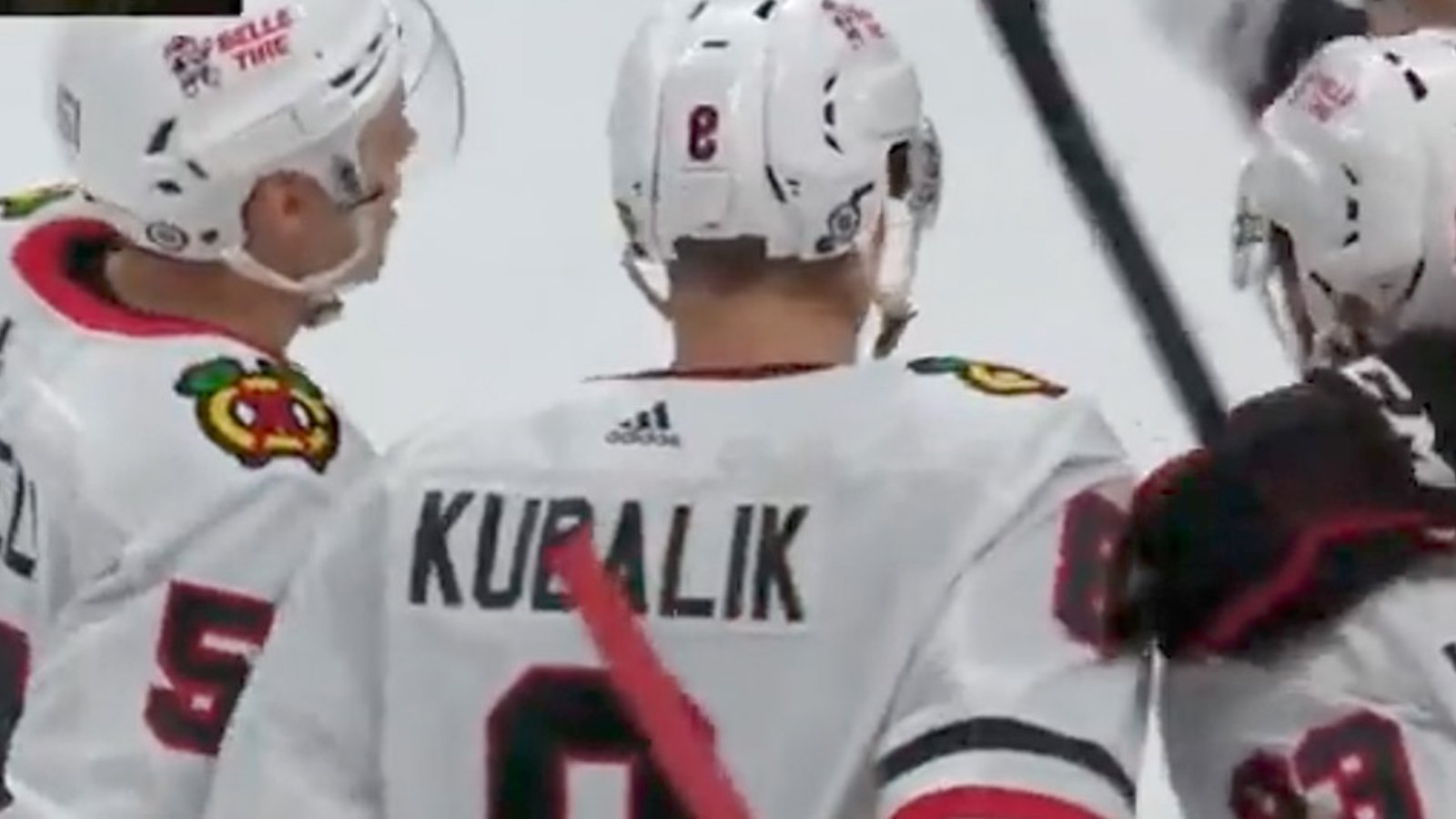 Dominik Kubalík fires a rocket for the 1st Chicago Blackhawks goal of the season 