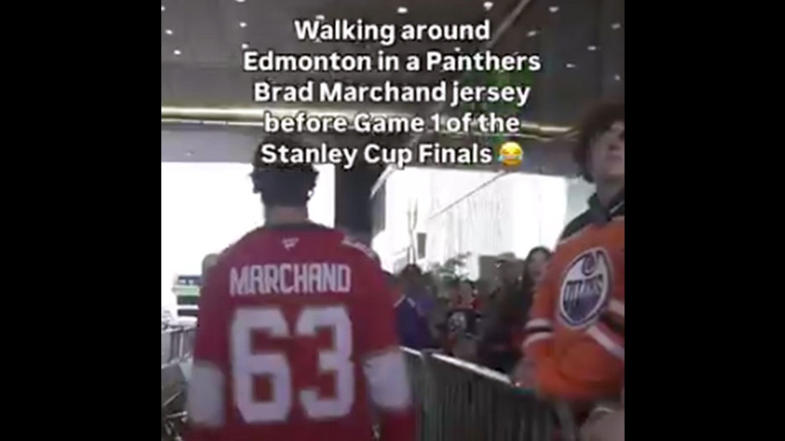 Panthers fan gets threatened by Oilers fans Before Game 1