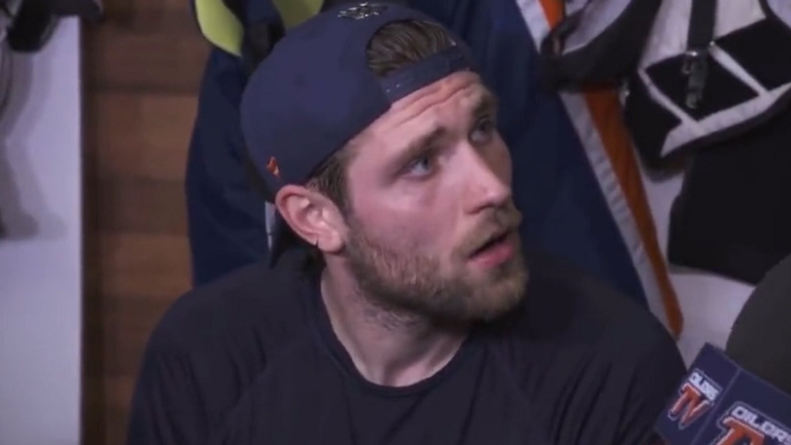 Leon Draisaitl shuts down reporter blaming Stuart Skinner.