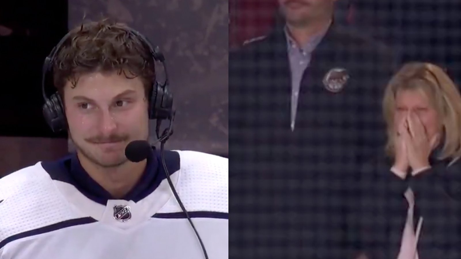 Zach Fucale gets emotional in postgame interview as his mother sobs in the stands