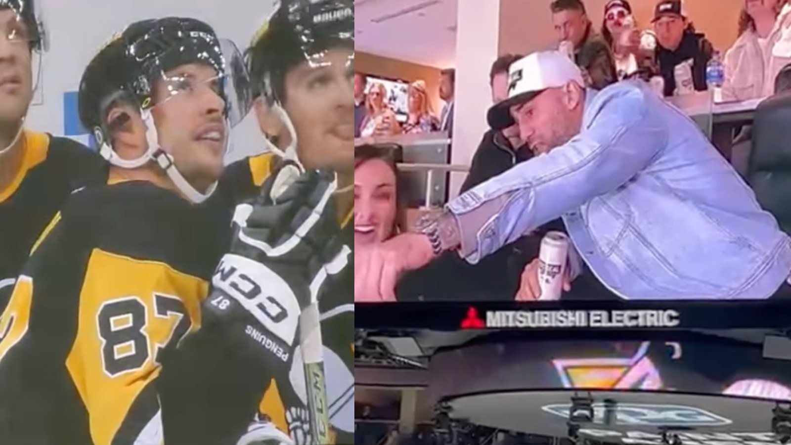 Paul Bissonnette and Ryan Whitney go at Sidney Crosby during Penguins’ opener!