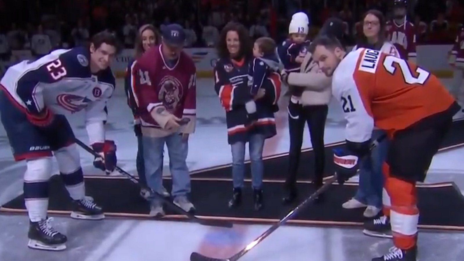 Emotional tribute to Johnny and Matthew Gaudreau on Saturday night.