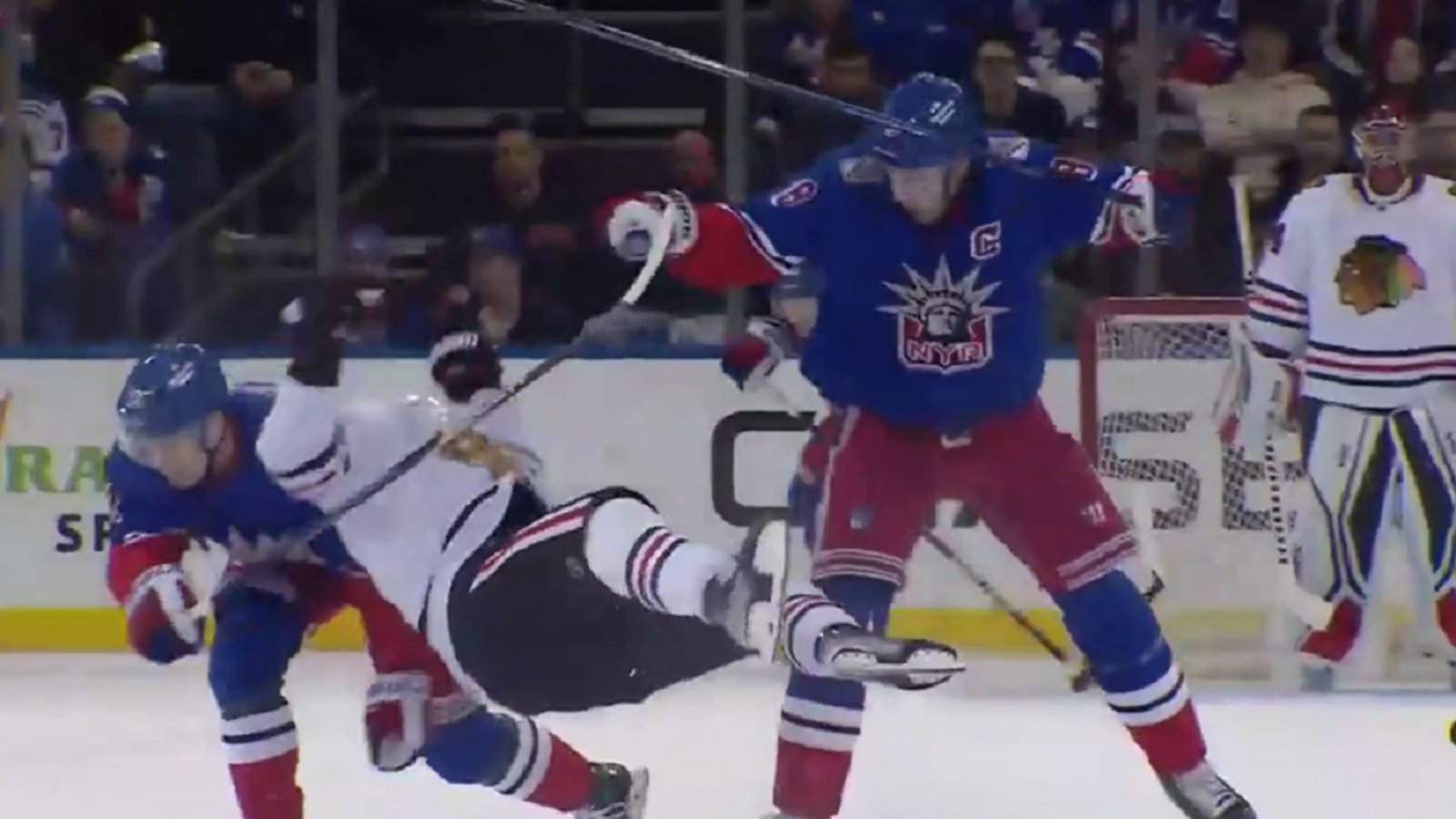 Jacob Trouba crushes Andreas Athanasiou with a huge hit.
