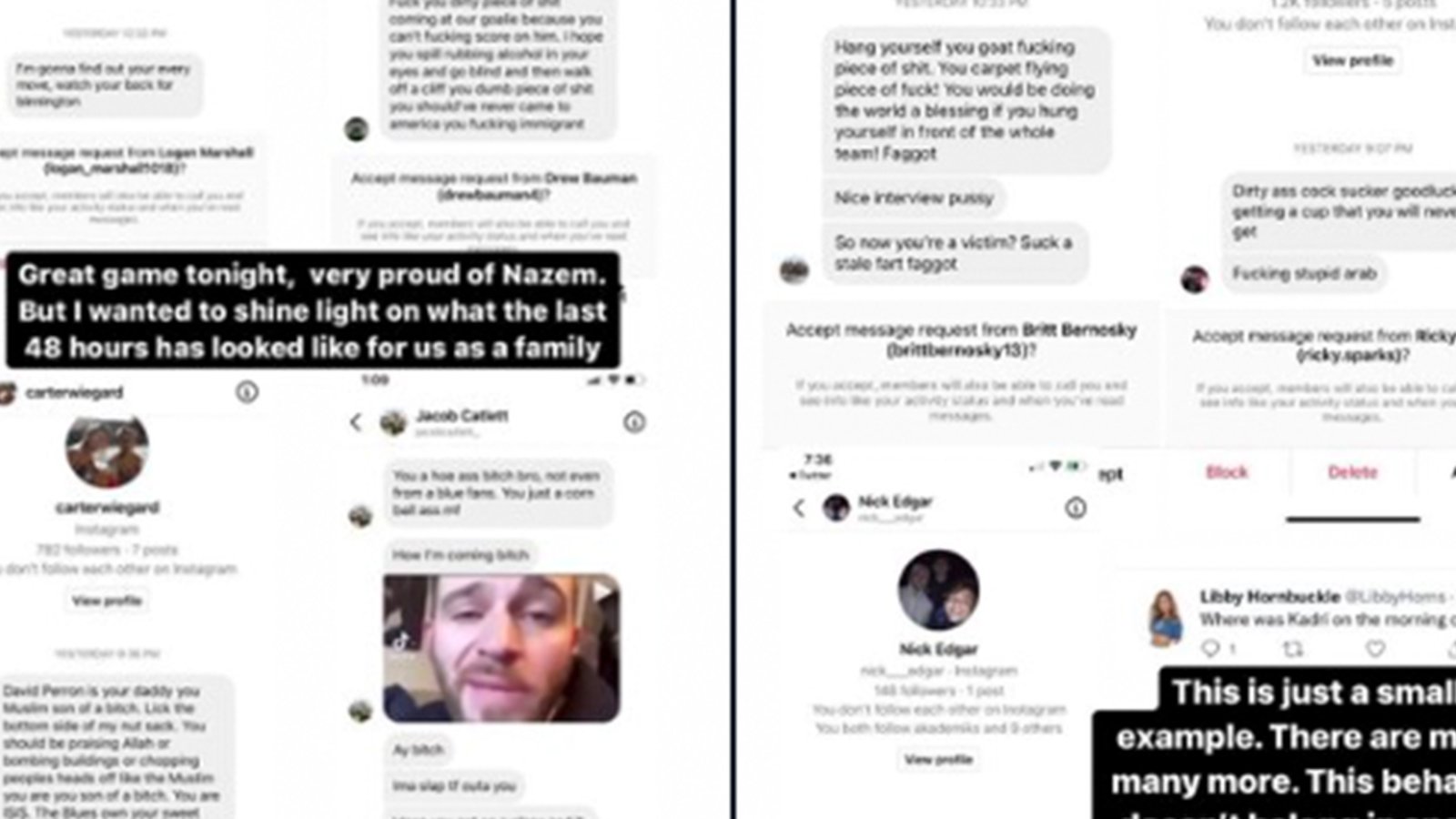 Nazem Kadri's wife Ashley shares hateful messages that family has received in past 48 hours