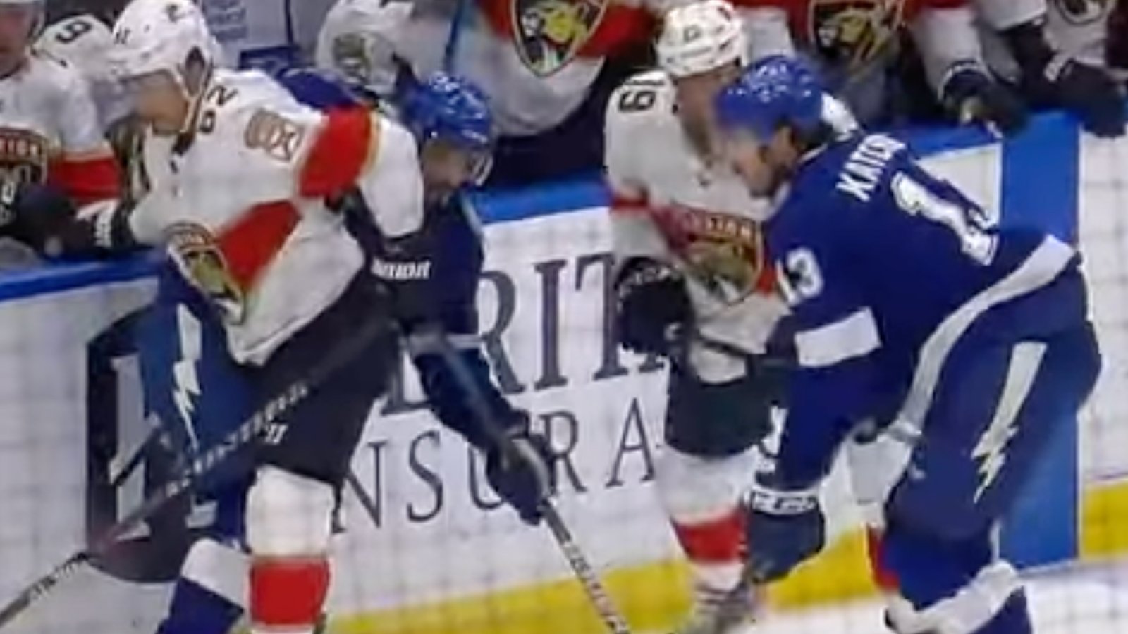Joe Thornton spears poor Boris Katchouk in the balls