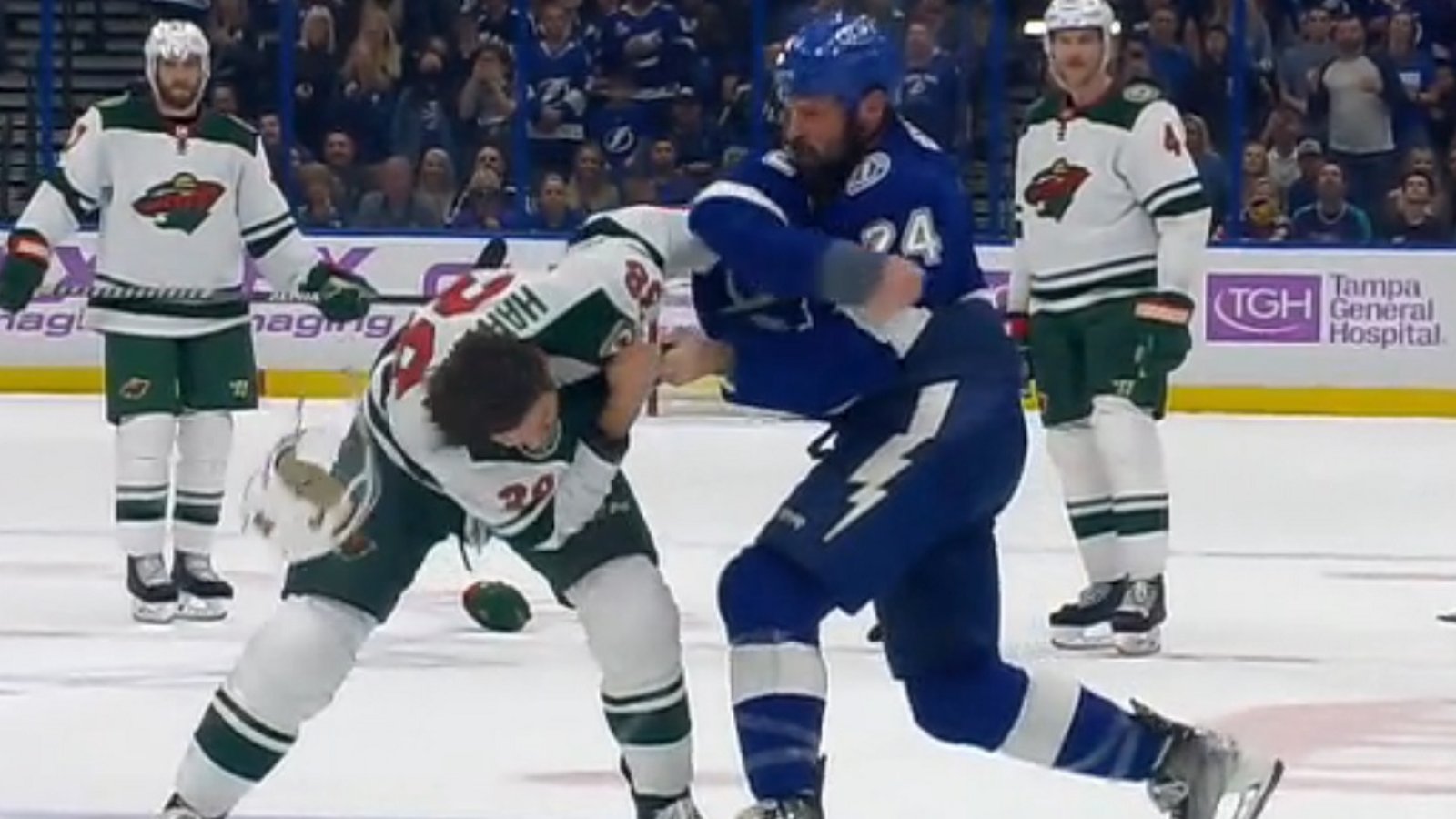 Bogosian goes after Hartman after slewfoot on Colton.