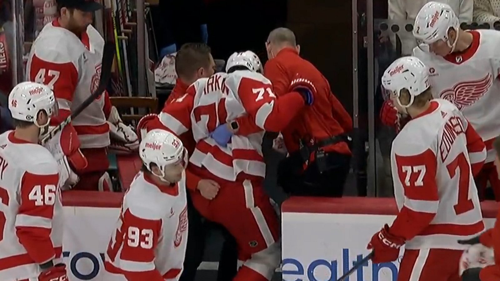 Dylan Larkin injured 28 seconds into today's game.