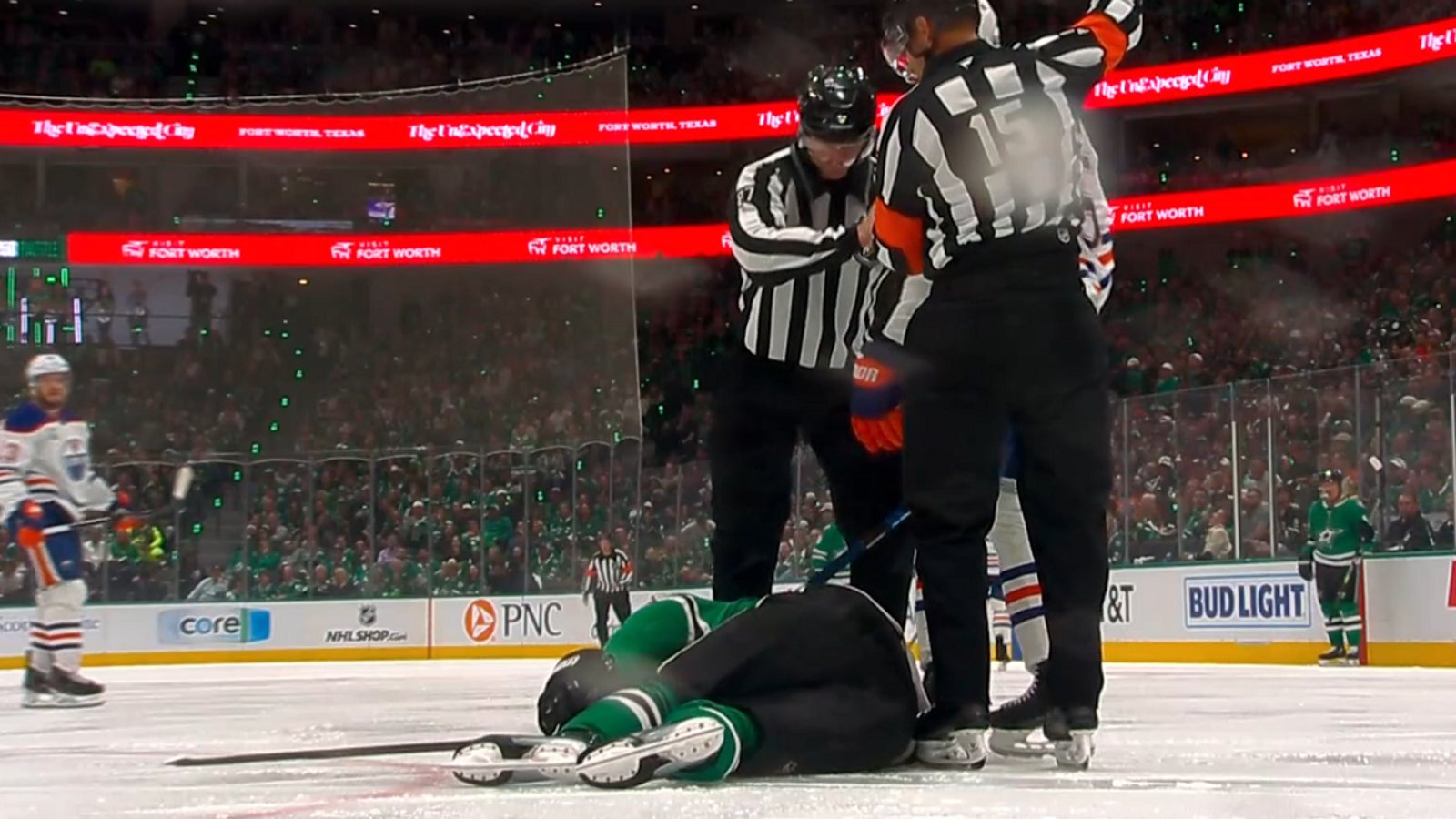 Darnell Nurse takes out Roope Hintz in Game 2.