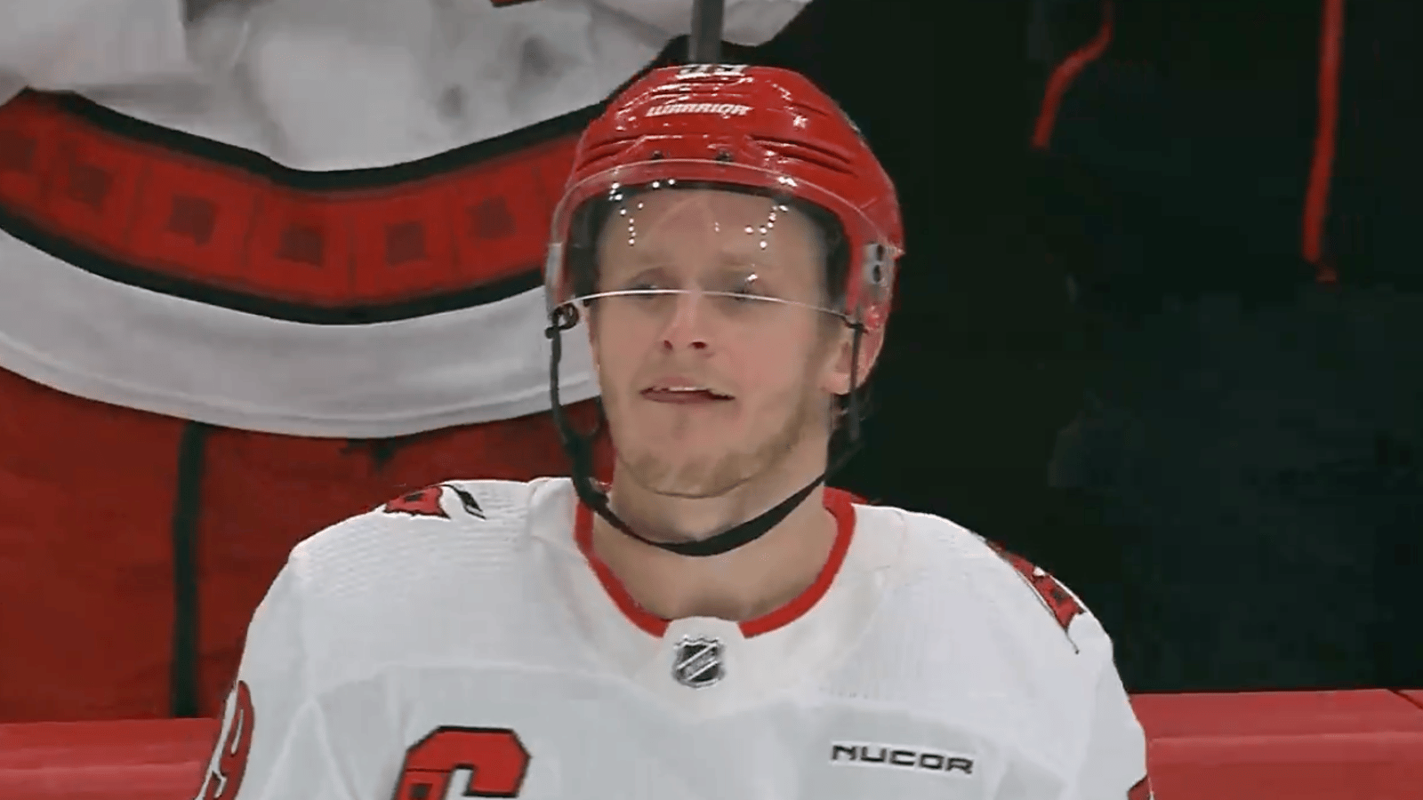 Jake Guentzel fights back tears during welcome back video tribute 