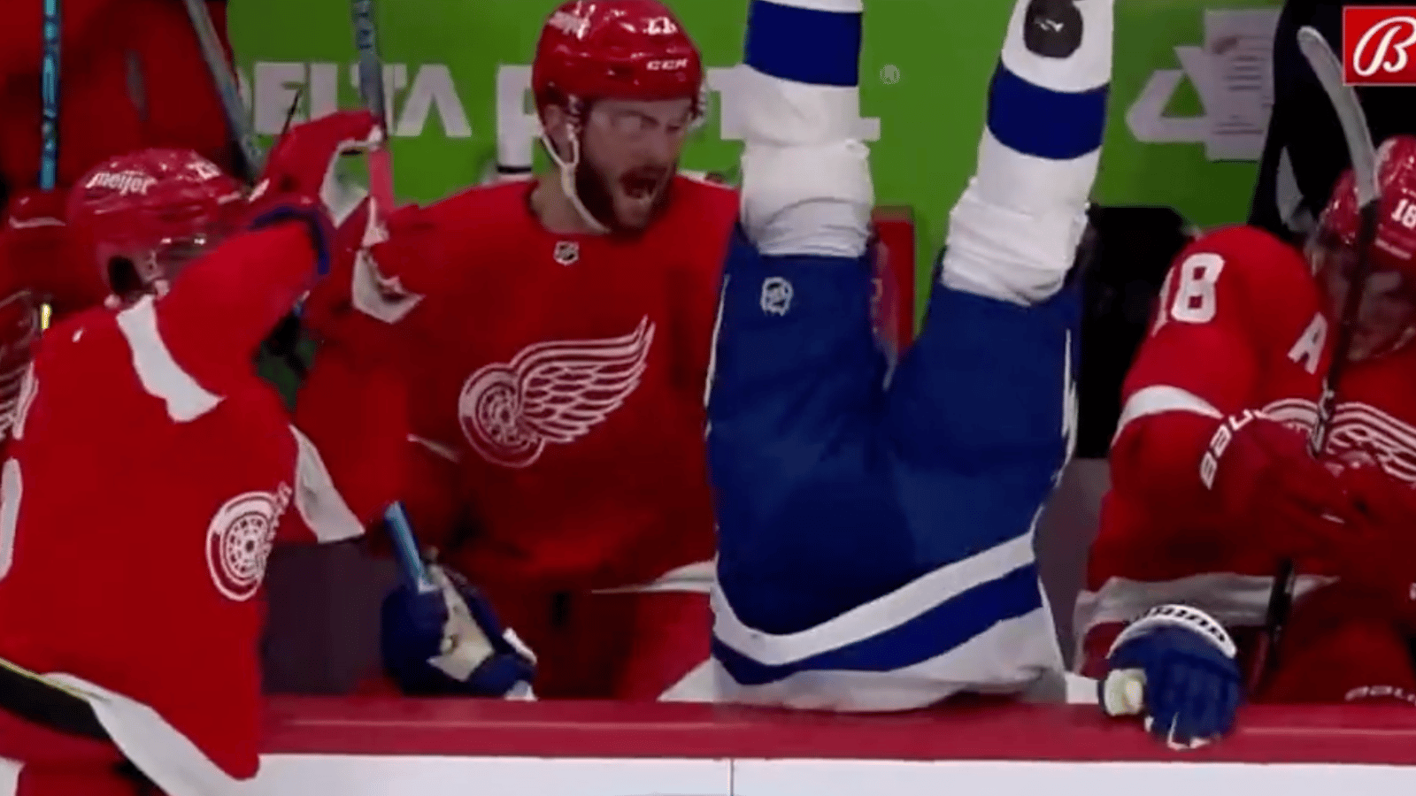 Lucas Raymond nails Tampa's Michael Eyssimont into the bench! 