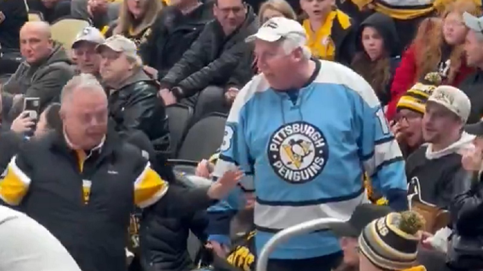 Penguins fan humiliated after trying to steal from a kid.